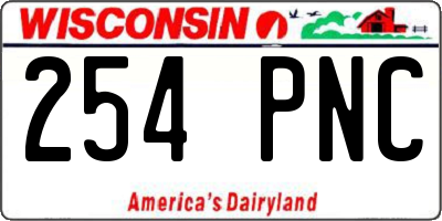 WI license plate 254PNC