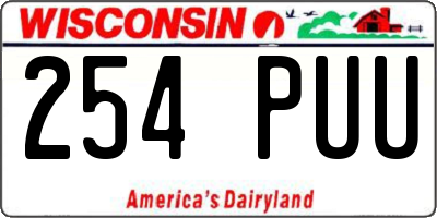 WI license plate 254PUU