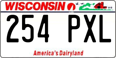 WI license plate 254PXL