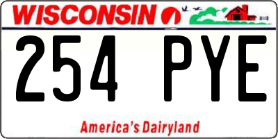 WI license plate 254PYE