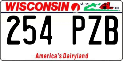 WI license plate 254PZB