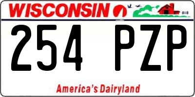 WI license plate 254PZP