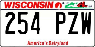 WI license plate 254PZW