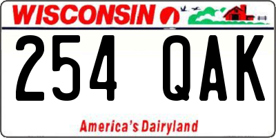 WI license plate 254QAK