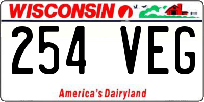 WI license plate 254VEG
