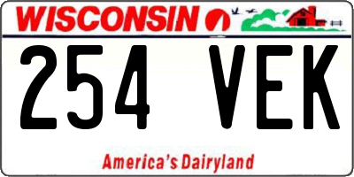 WI license plate 254VEK
