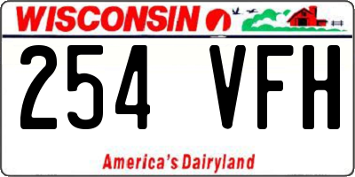 WI license plate 254VFH