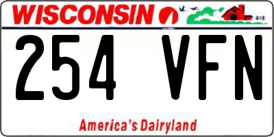 WI license plate 254VFN
