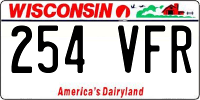 WI license plate 254VFR