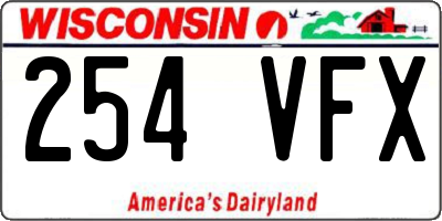 WI license plate 254VFX