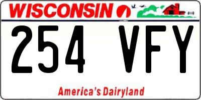 WI license plate 254VFY