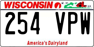 WI license plate 254VPW