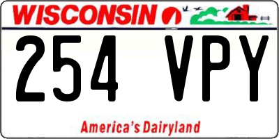 WI license plate 254VPY