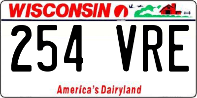 WI license plate 254VRE