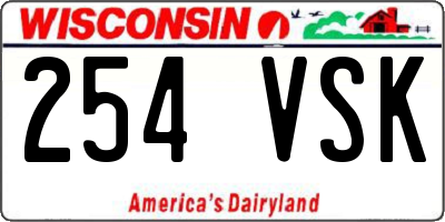 WI license plate 254VSK