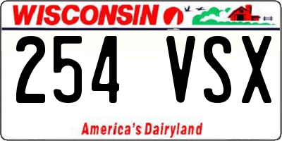 WI license plate 254VSX