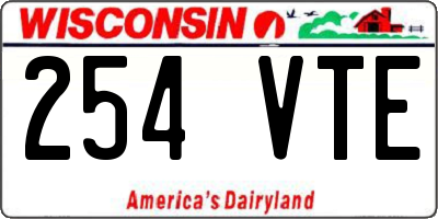 WI license plate 254VTE