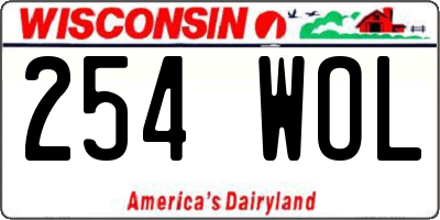 WI license plate 254WOL
