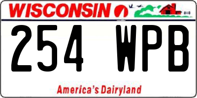 WI license plate 254WPB