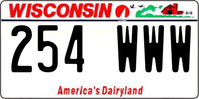 WI license plate 254WWW