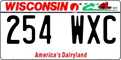 WI license plate 254WXC