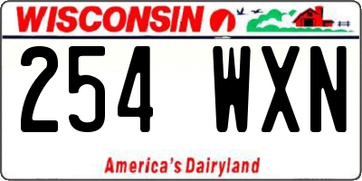 WI license plate 254WXN