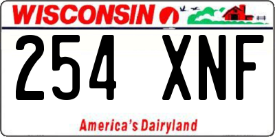 WI license plate 254XNF