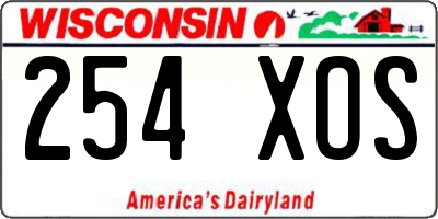 WI license plate 254XOS