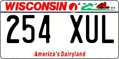 WI license plate 254XUL