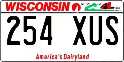 WI license plate 254XUS