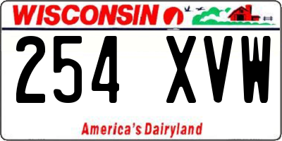 WI license plate 254XVW