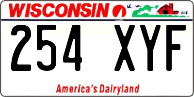 WI license plate 254XYF