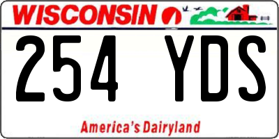 WI license plate 254YDS