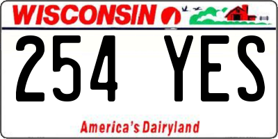 WI license plate 254YES