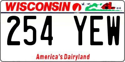 WI license plate 254YEW