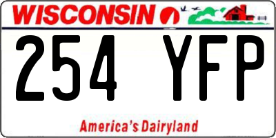 WI license plate 254YFP