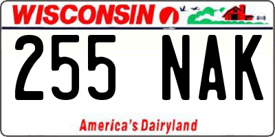 WI license plate 255NAK