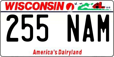 WI license plate 255NAM