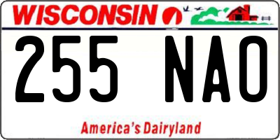 WI license plate 255NAO