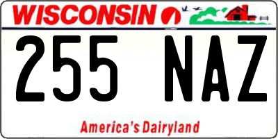 WI license plate 255NAZ