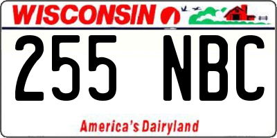 WI license plate 255NBC