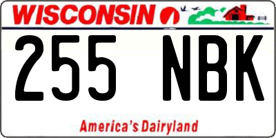 WI license plate 255NBK