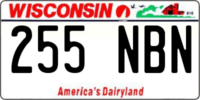 WI license plate 255NBN