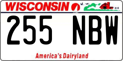 WI license plate 255NBW