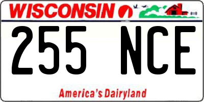 WI license plate 255NCE