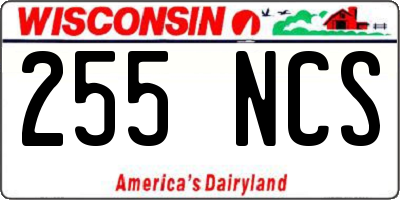 WI license plate 255NCS
