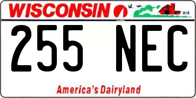 WI license plate 255NEC