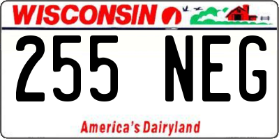 WI license plate 255NEG