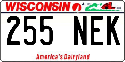 WI license plate 255NEK