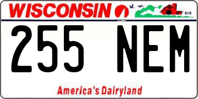 WI license plate 255NEM